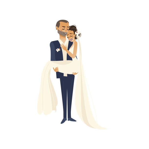 矢量新郎抱着新娘图片下载