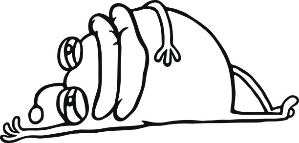 有趣的土豆怪物：大嘴和脚丫，躺着休息的矢量插画图片下载