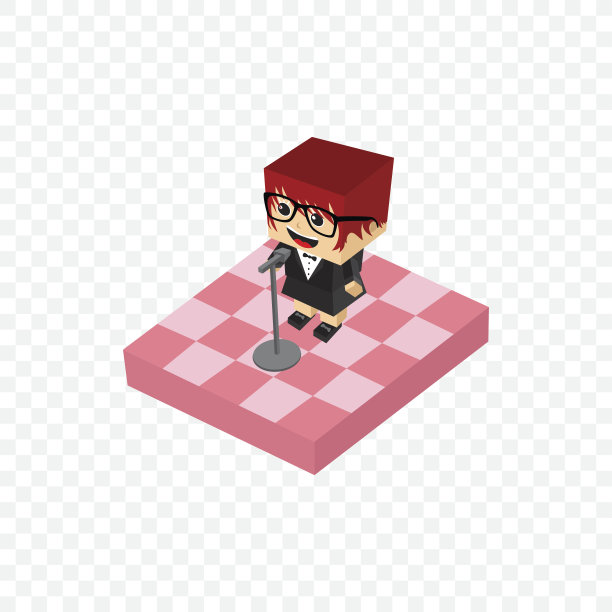 起立喜剧等距块卡通图片下载