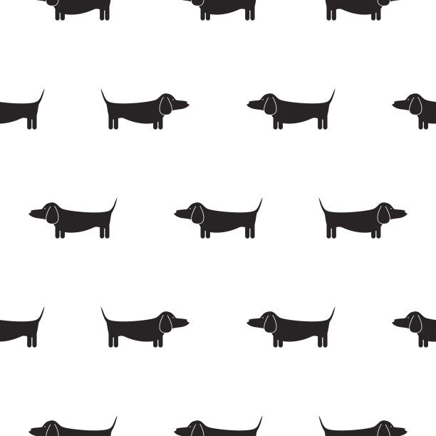腊肠犬轮廓无缝矢量单色图案图片下载