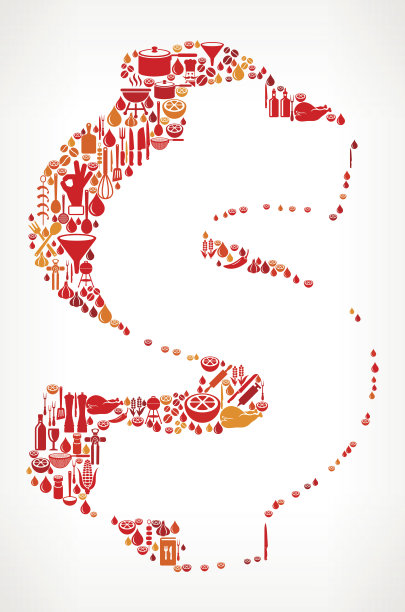 美元符号烹饪和食物矢量图标模式图片下载