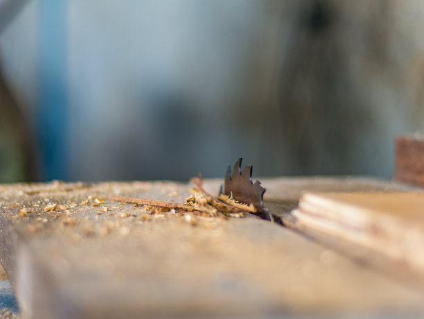 在工厂的桌子上有木材切割机的刀片图片下载