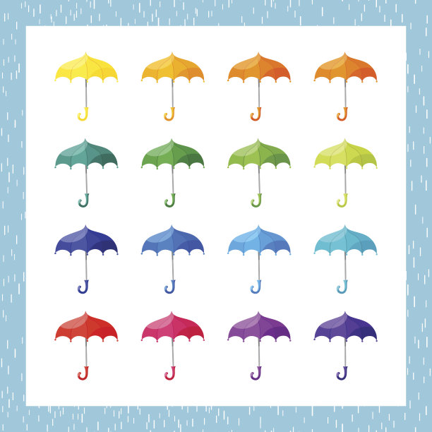 一套彩色伞在白色的背景图片下载