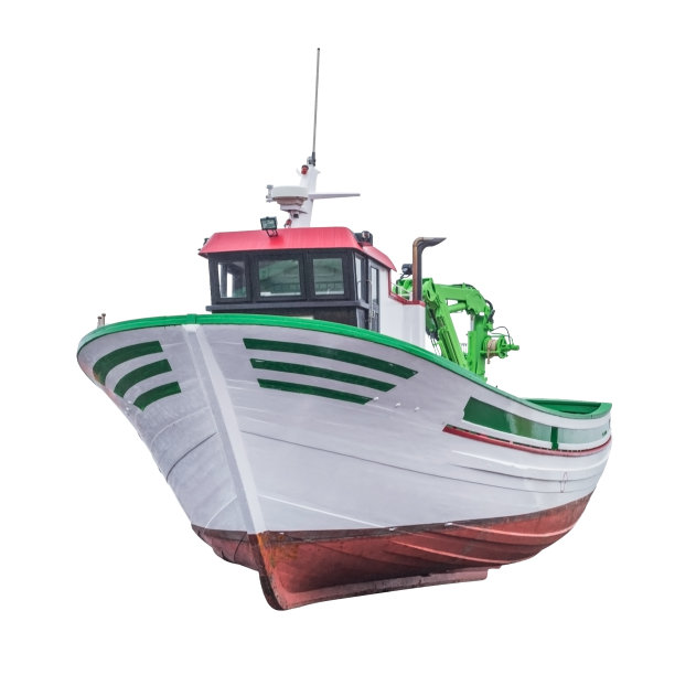 渔船被孤立在白色的背景上图片下载