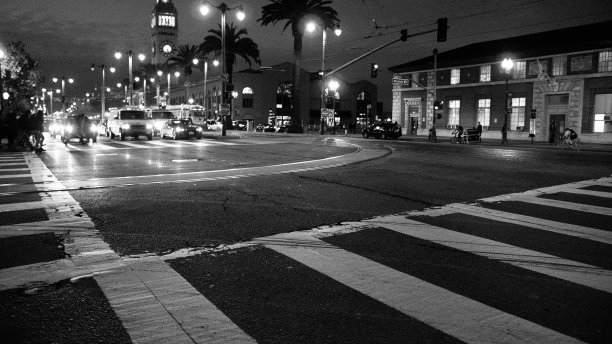 夜晚的城市街道图片下载