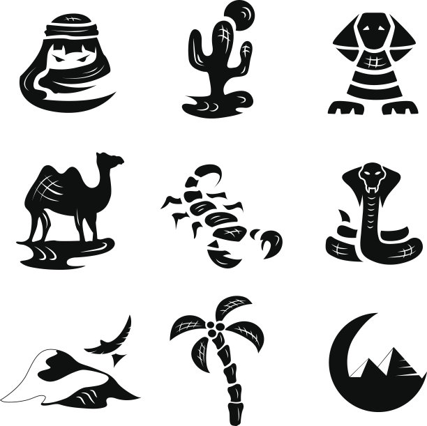 沙漠插图图标剪影图片下载
