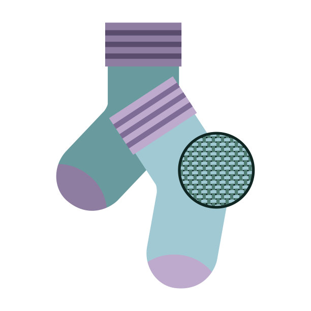 一双袜子的彩色剪影和宏观纺织图案的圆形图片下载