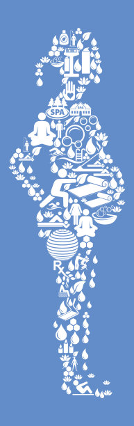 孕妇健康和健康图标设置蓝色背景图片下载