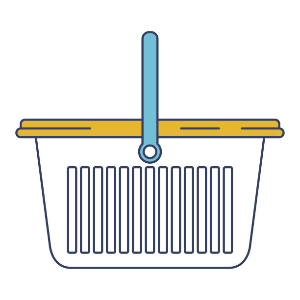 颜色蓝色和黄色部分剪影的洗衣篮与一个把手图片下载