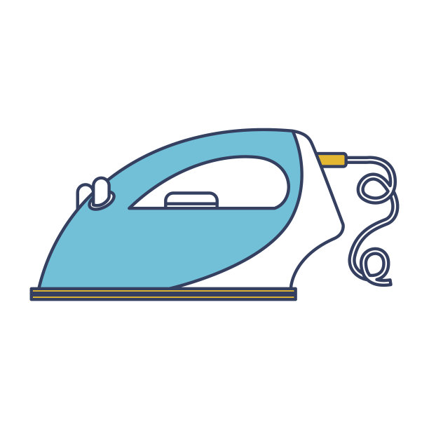 颜色蓝色和黄色部分剪影衣服铁图标在侧视图图片下载