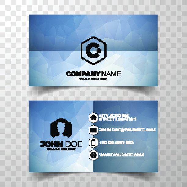 向量现代名片设计模板上干净的背景。图片下载