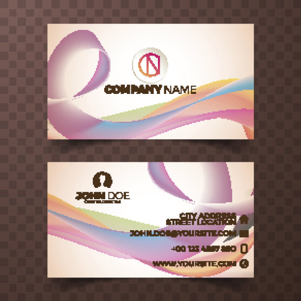 向量现代名片设计模板上干净的背景。图片下载