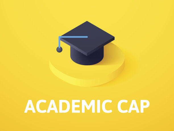 学术帽等距图标，孤立的颜色背景图片下载