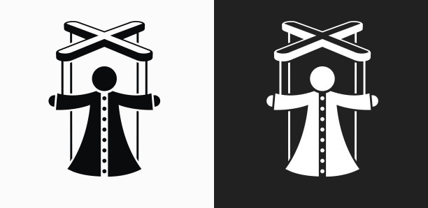 木偶图标上的黑色和白色矢量背景图片下载