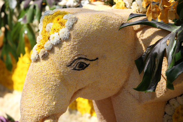 泰国街头的雕像和鲜花图片下载