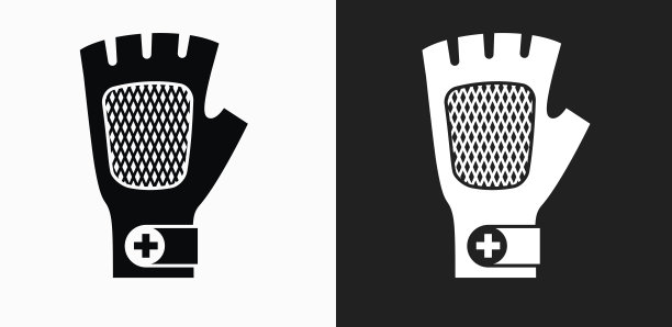 手套图标在黑色和白色矢量背景图片下载