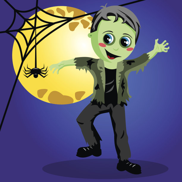 孩子怪物万圣节服装满月图片下载