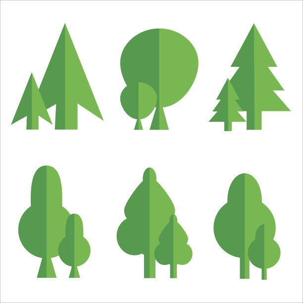 平坦树的向量集图片下载