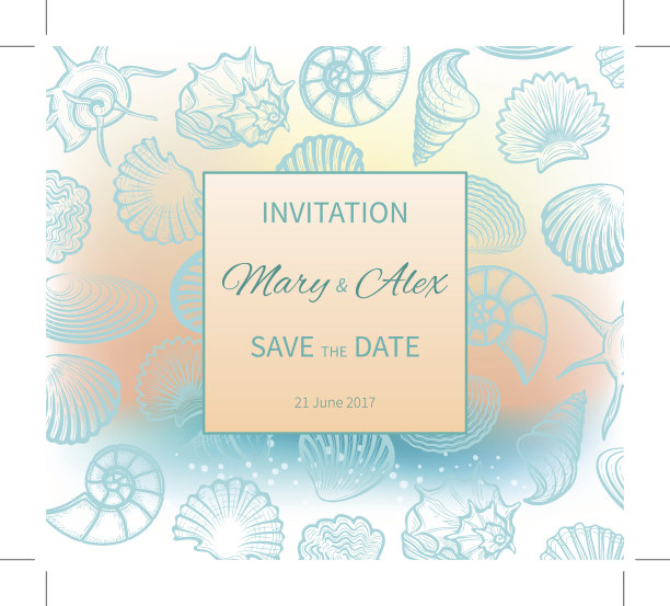 婚礼沙滩邀请设计图片下载