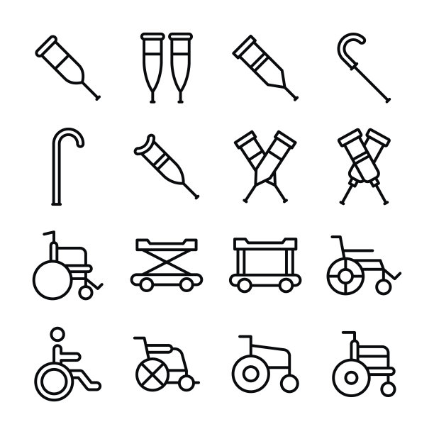 医护线向量图标集图片下载