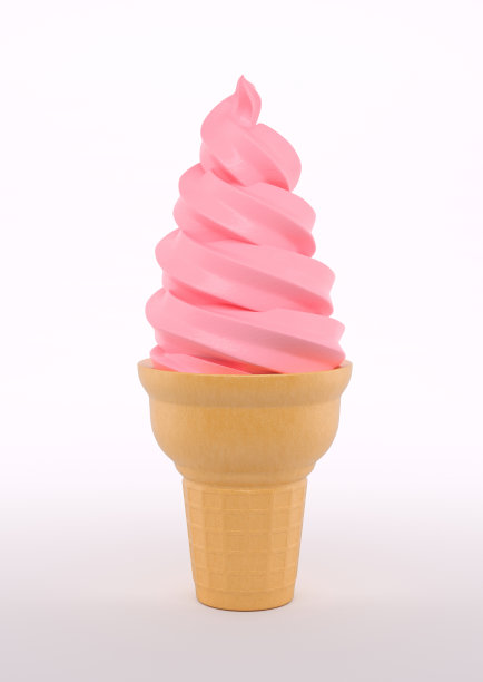 草莓软冰淇淋或冻酸奶图片下载