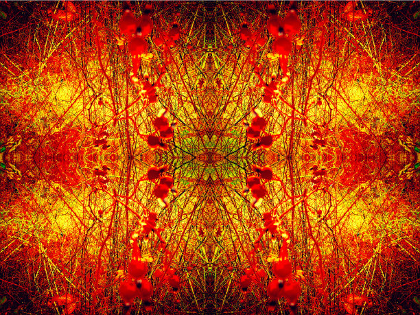 红色和金花万花筒背景图片下载