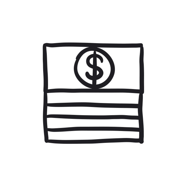 美元钞票堆叠素描图标图片下载