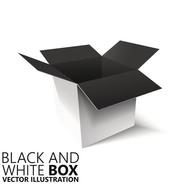 黑白开盒3D/矢量插图，设计元素图片下载