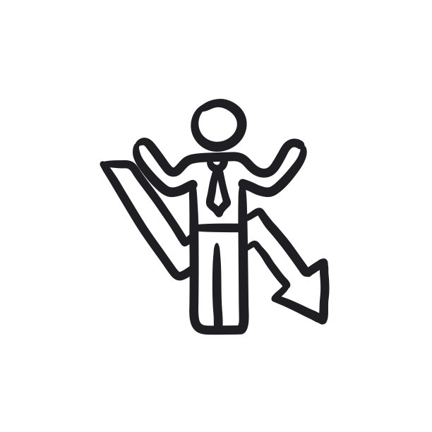 商人与箭头下素描图标图片下载