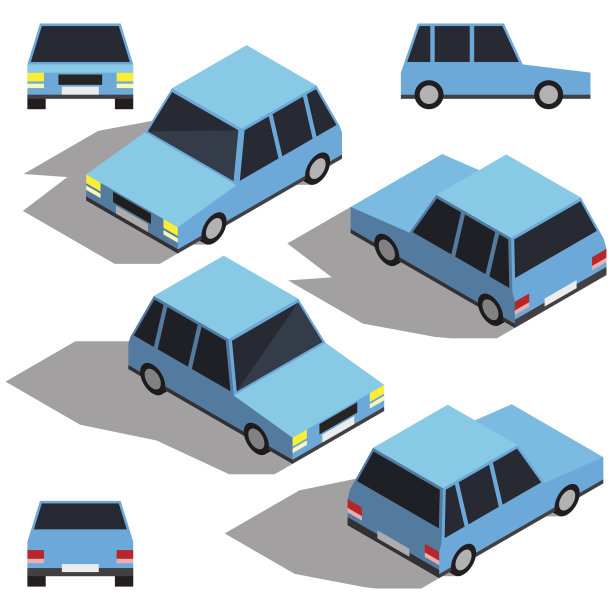 汽车等距。低详细等距视图的汽车。3D对象为您的业务。Vetor插图图片下载