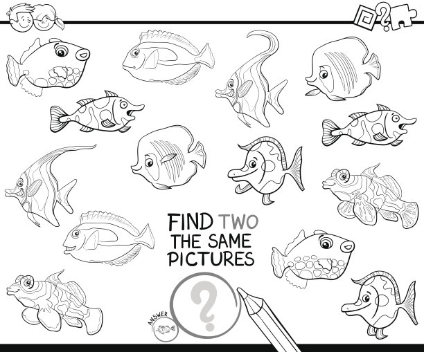找到两个相同的图片着色页图片下载