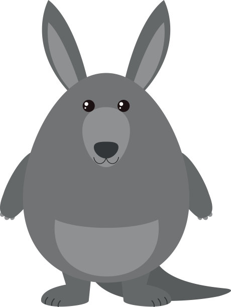 灰色袋鼠和快乐的脸图片下载