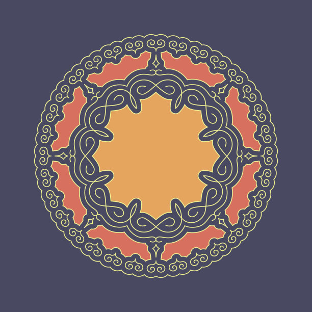 民族元素。东方传统的设计。花边图案。曼荼罗圆的点缀。向量时装插图。图片下载