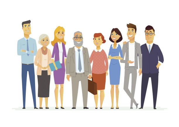 办公团队-现代矢量商业卡通人物插画图片下载