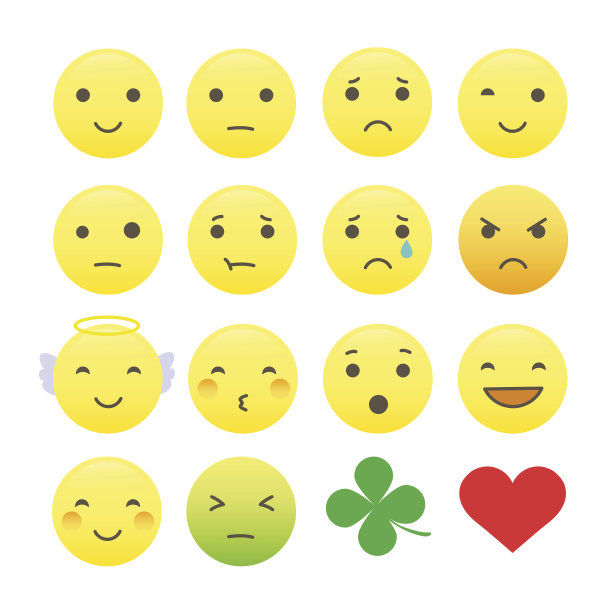 收集白色背景上孤立的黄色表情符号图片下载