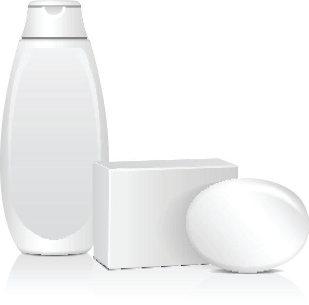 椭圆形肥皂，白色盒子和化妆品瓶。现实的模型包图片下载