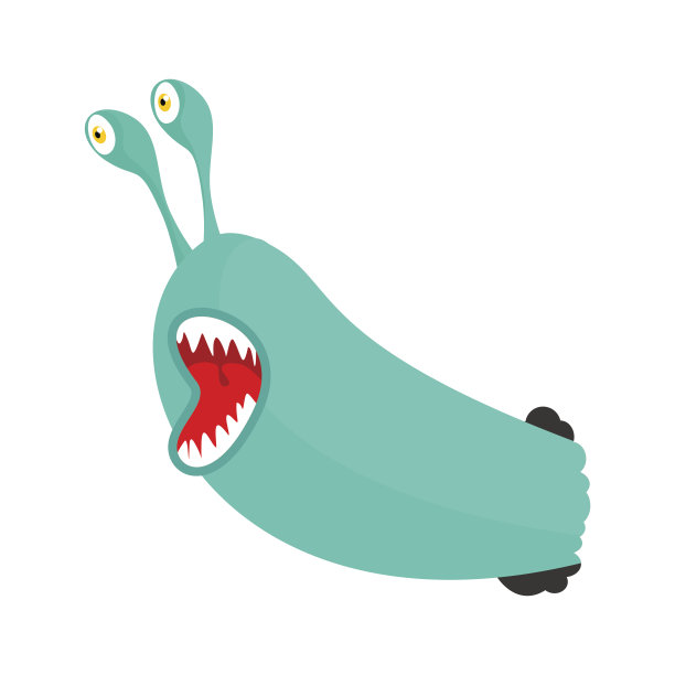 牙齿孤立的蠕虫寄生虫。毛毛虫从洞里爬出来。蛞蝓模板图片下载