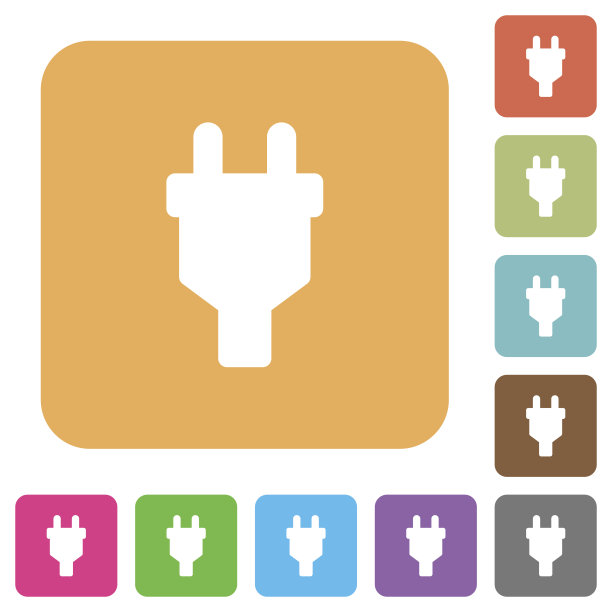 电源连接器圆形方形平面图标图片下载