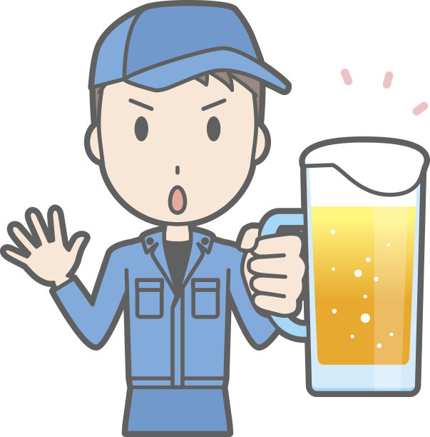 这是一个穿着工作服的男人拿着啤酒谈话的插图图片下载