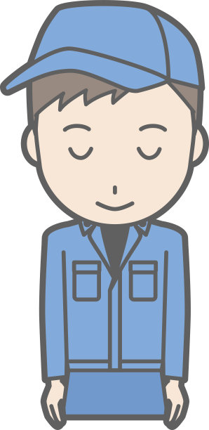 身穿工装的男人微笑鞠躬插画图片下载