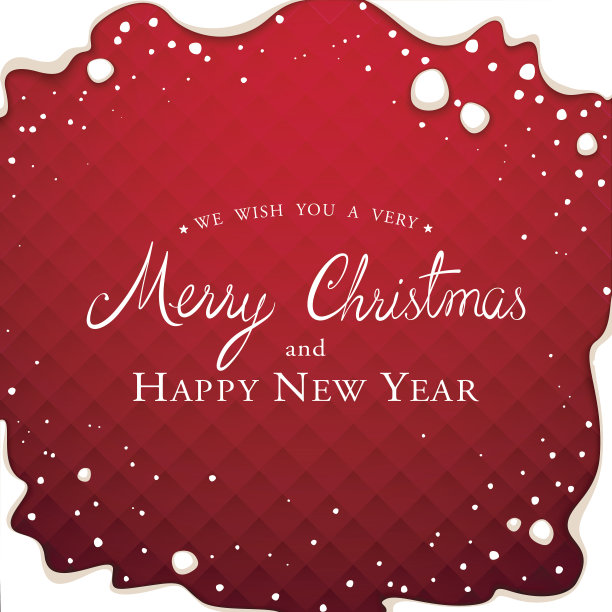 圣诞贺卡上的红色几何背景与雪框图片下载