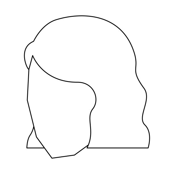 女人头无脸与短发型素描剪影在白色的背景图片下载