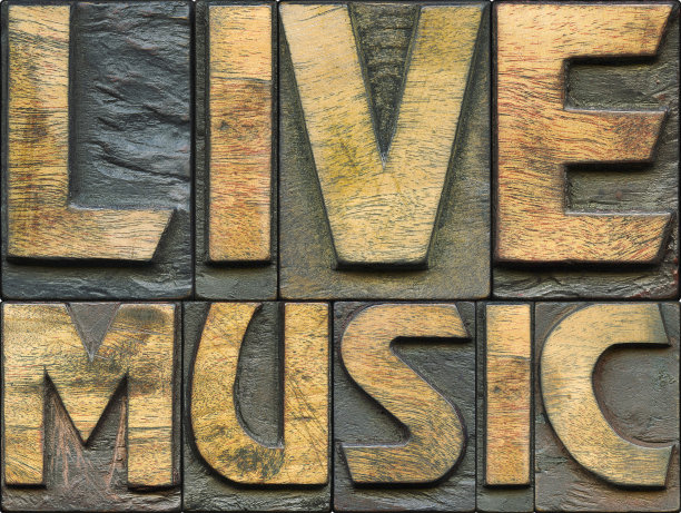 现场音乐木制活字印刷图片下载