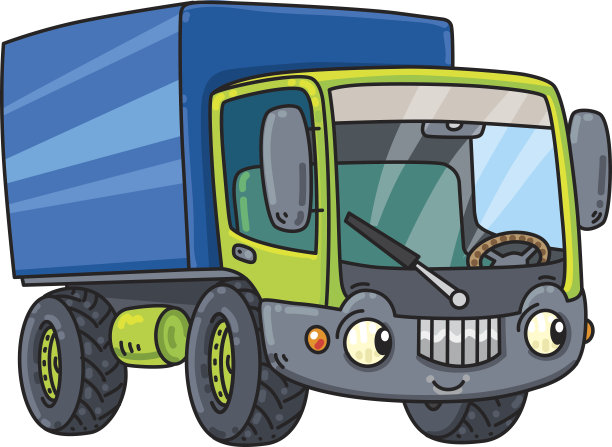 有眼睛的有趣的小卡车。图片下载