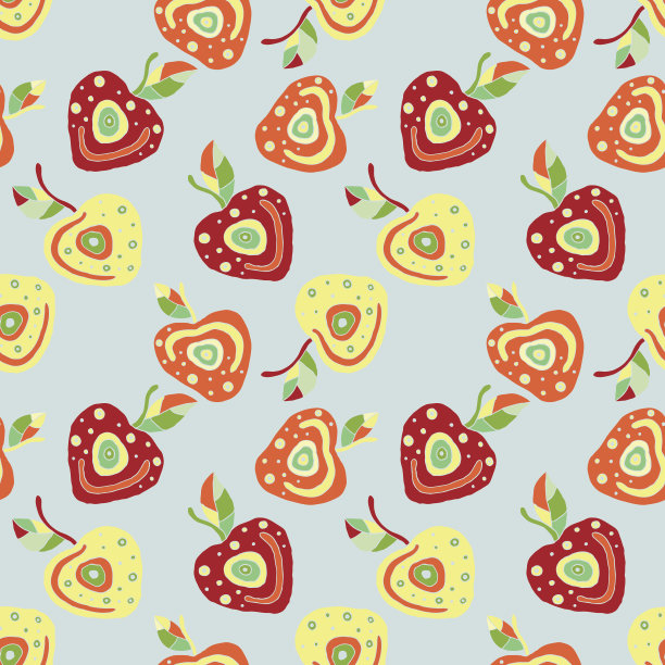 无缝矢量手绘幼稚图案，边框有水果。可爱的樱桃带着叶子、种子、水滴。涂鸦、素描、卡通风格背景。无休止的重复样本图片下载