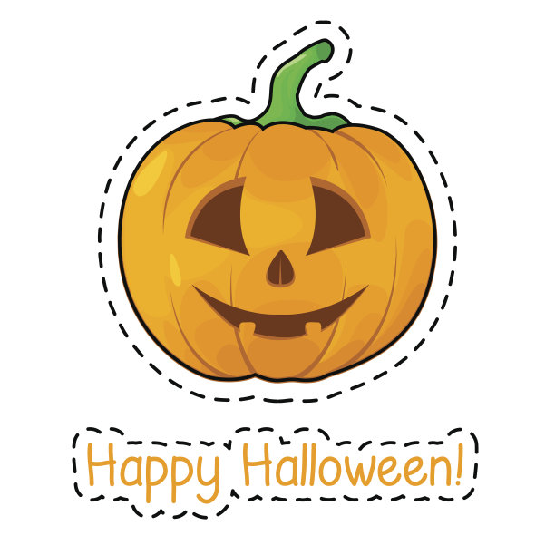 贴纸万圣节南瓜。万圣节快乐!矢量插图。图片下载