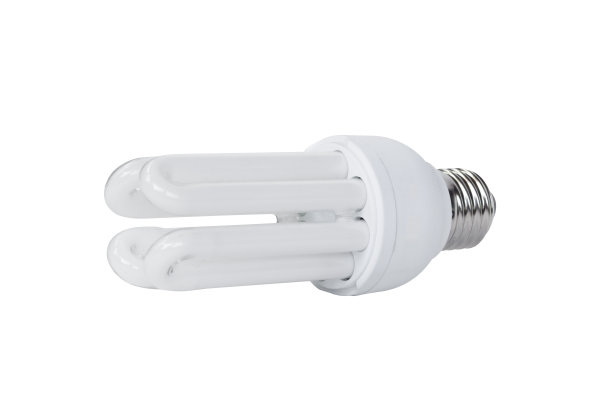 紧凑型荧光灯灯泡隔离在白色背景图片下载