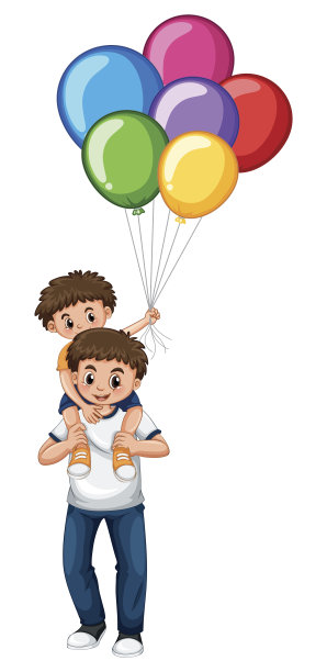 父亲和儿子拿着气球图片下载