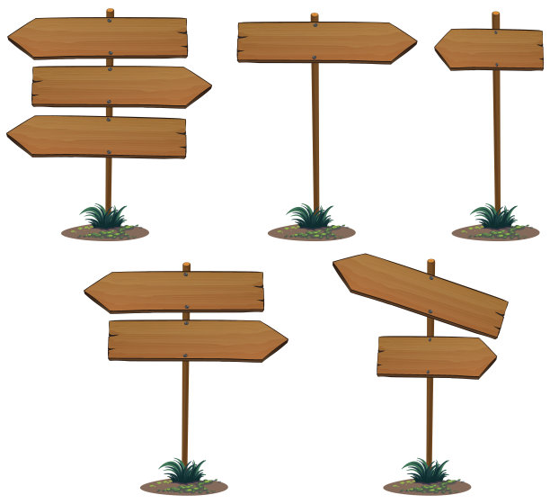 带杆的木制标识模板图片下载