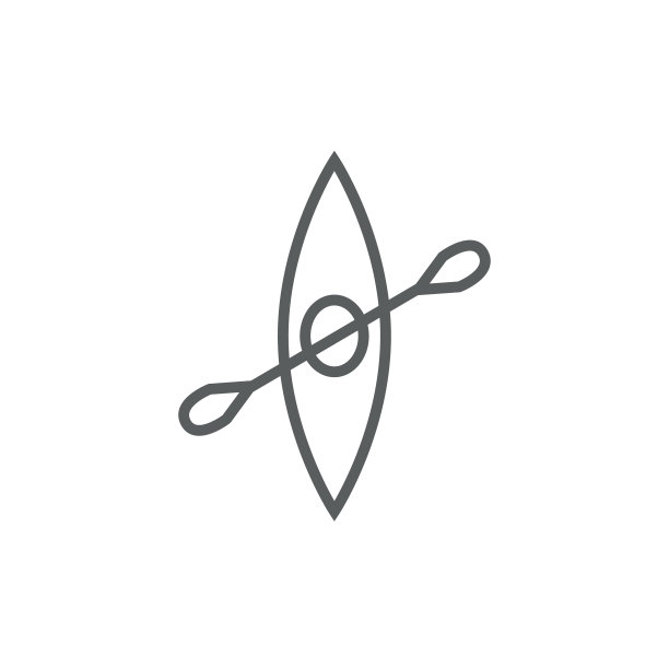 带有划桨线图标的皮艇图片下载